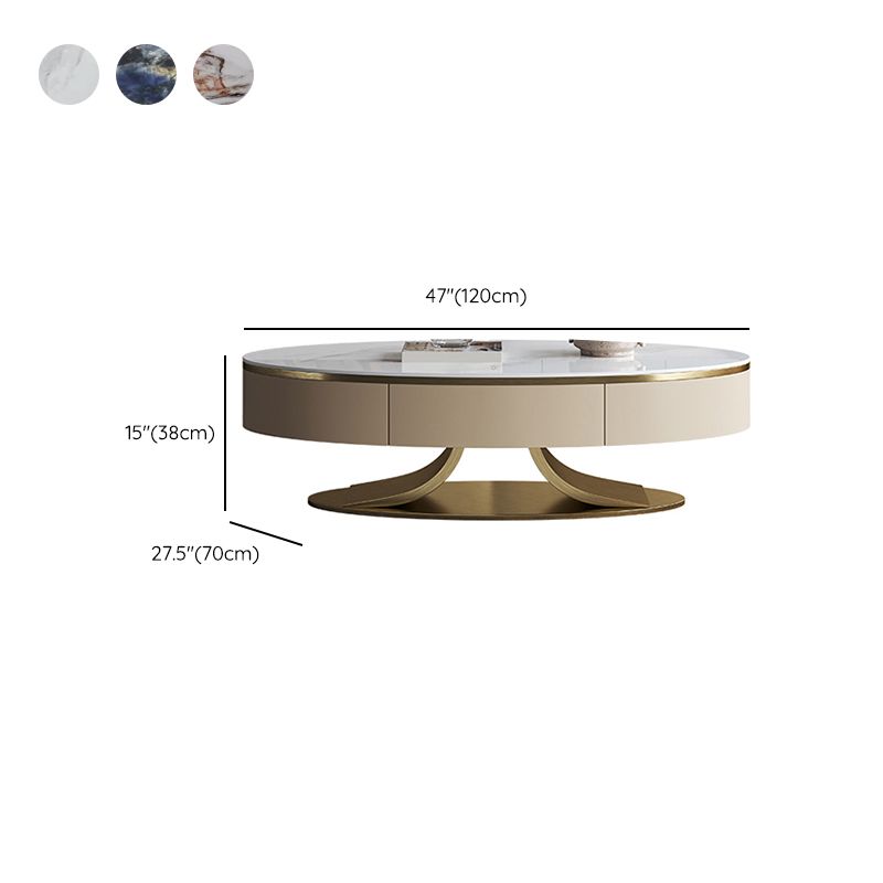 Glam Oval Coffee Table Abstract Slate Top Coffee Cocktail Table