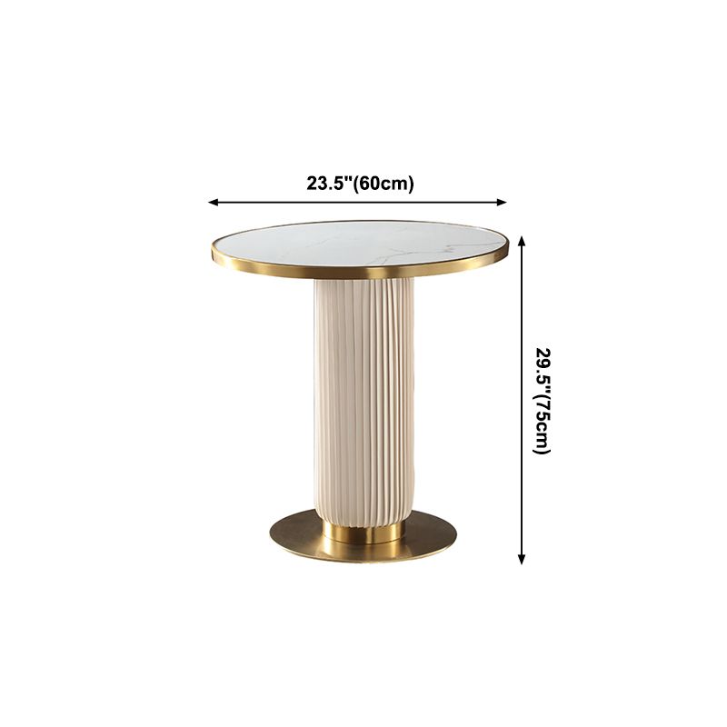 Round Stone Dining Table Traditional Luxury Dining Room Collection with Pedestal Base