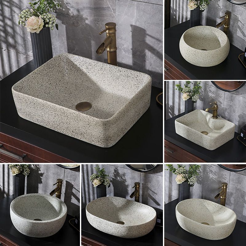 Modern Vessel Bathroom Sink Porcelain Vessel Lavatory Sink with Faucet