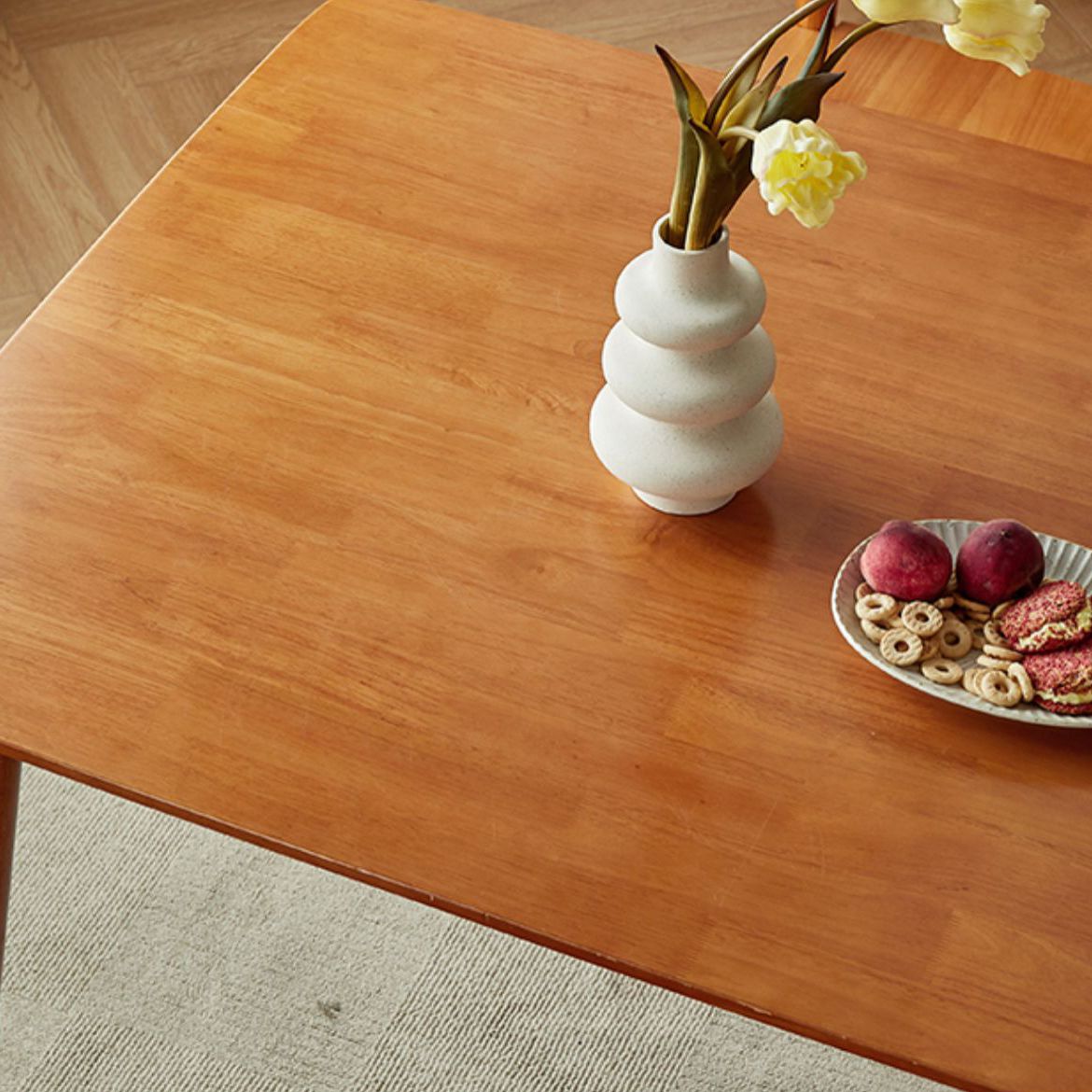 Rubberwood Solid Wood Dining Table Set 1/5 Pieces Dining Set for Kitchen