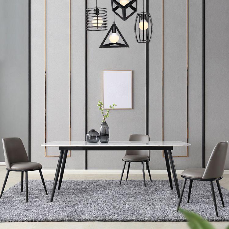 Contemporary Faux Leather and Metal Armless Dining Chairs for Kitchen