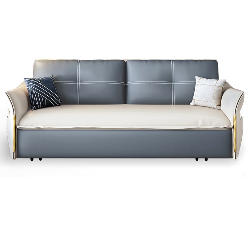 Faux Leather Stain Resistant Contemporary Flared Arm Couch Bed