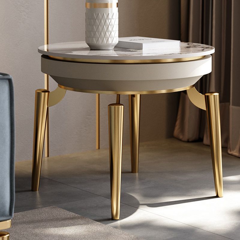 Round Accent Side Table Metal 4 Legs Base Side End Snack Table