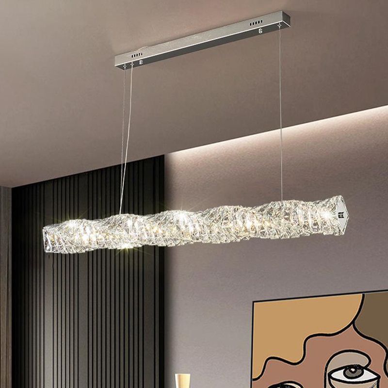 Modern Style Island Light LED Island Hanging Light with Crystal Shade for Dining Room