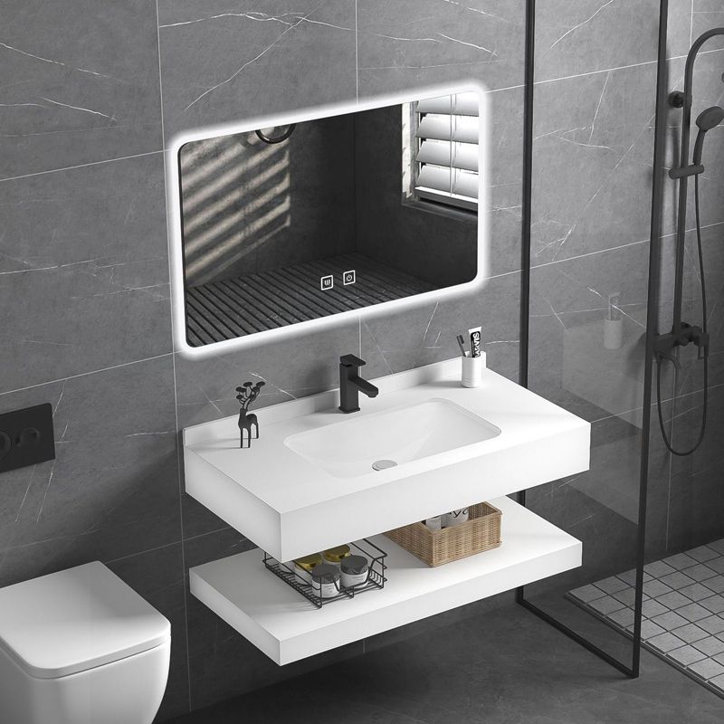 Contemporary Vanity Sink White Bathroom Vanity Cabinet with Mirror