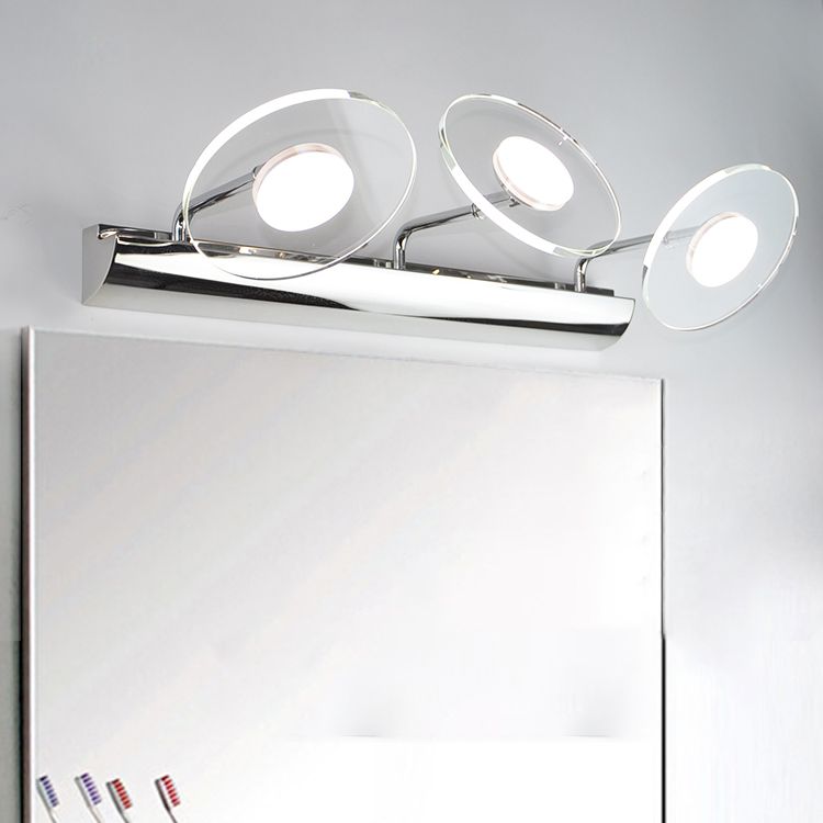 Modern Style Round LED Wall Lamps Clear Crystal Multi-Light Mirror Wall Lighting Ideas