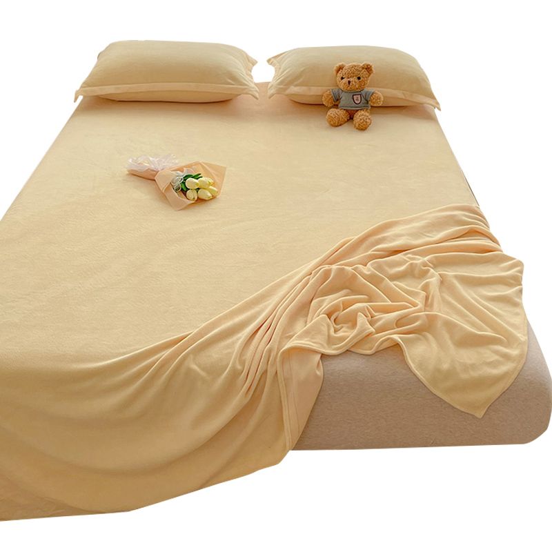 Solid Color Bed Sheet Set 100 Cotton Flannel Ultra Soft Bed Sheet Set