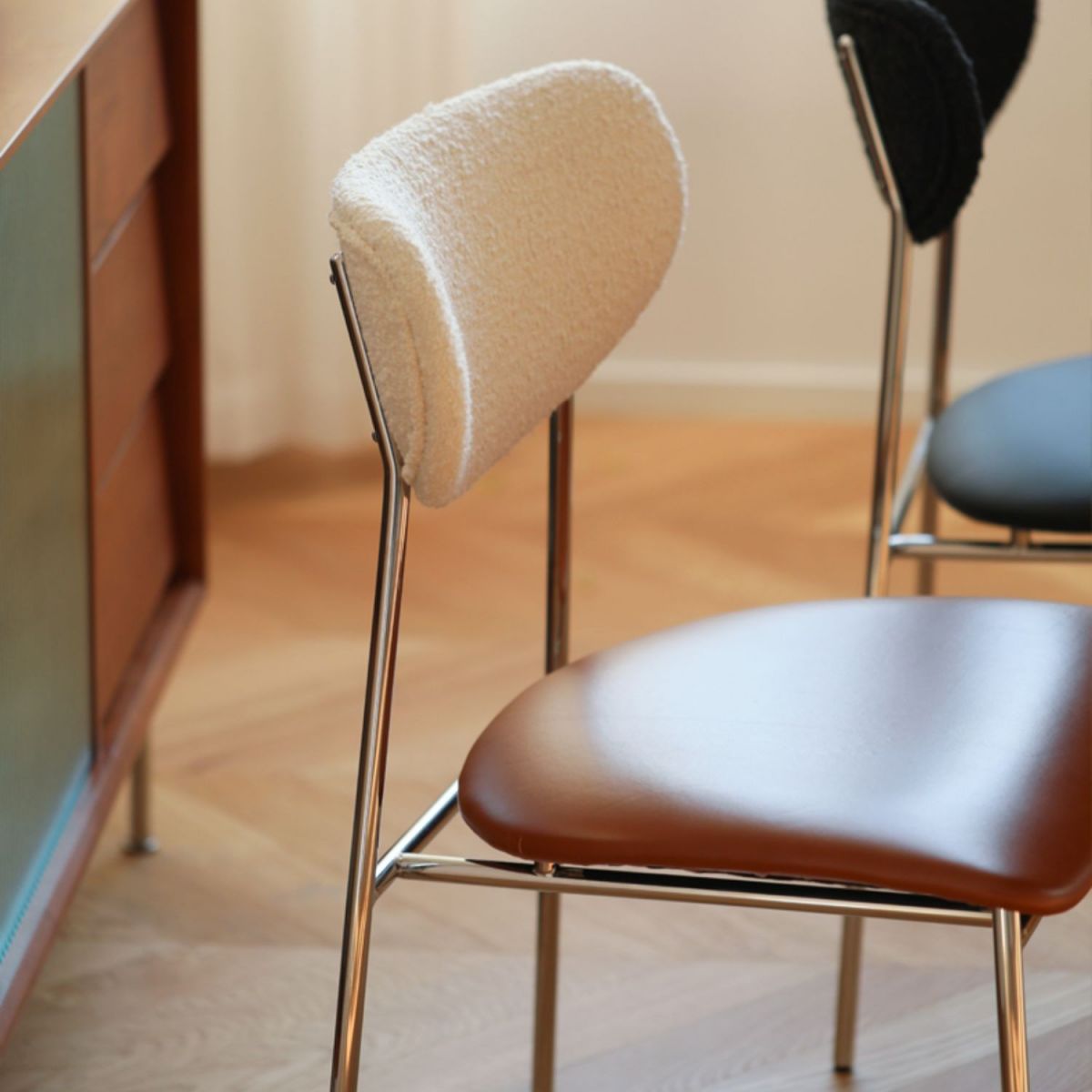 Contemporary Kitchen Dining Chair Open Back Metal Side Chair