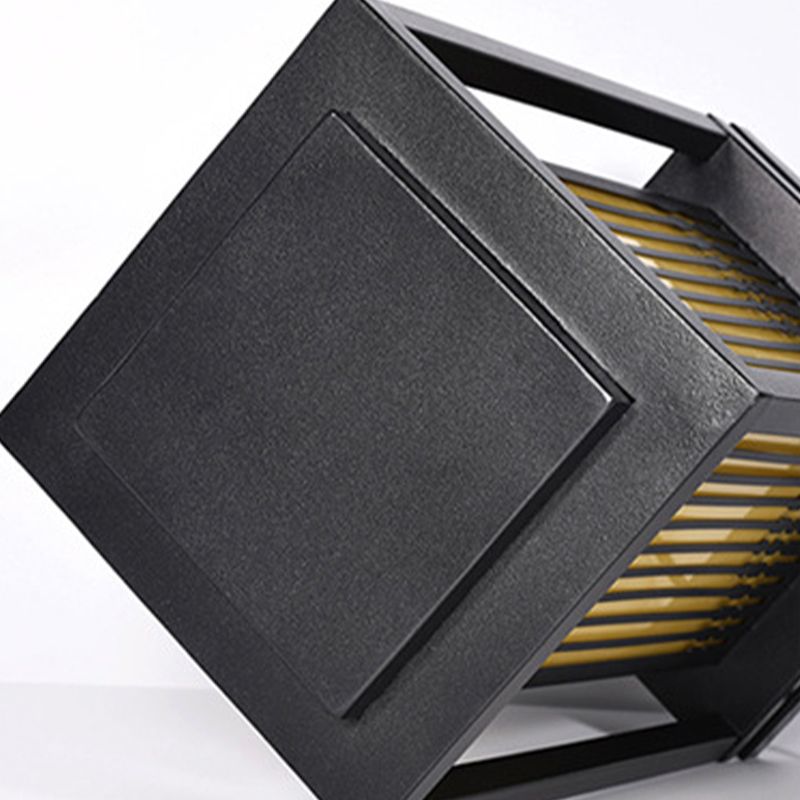Rectangle Solar Pillar Lamp Contemporary Metal Outdoor Waterproof Light