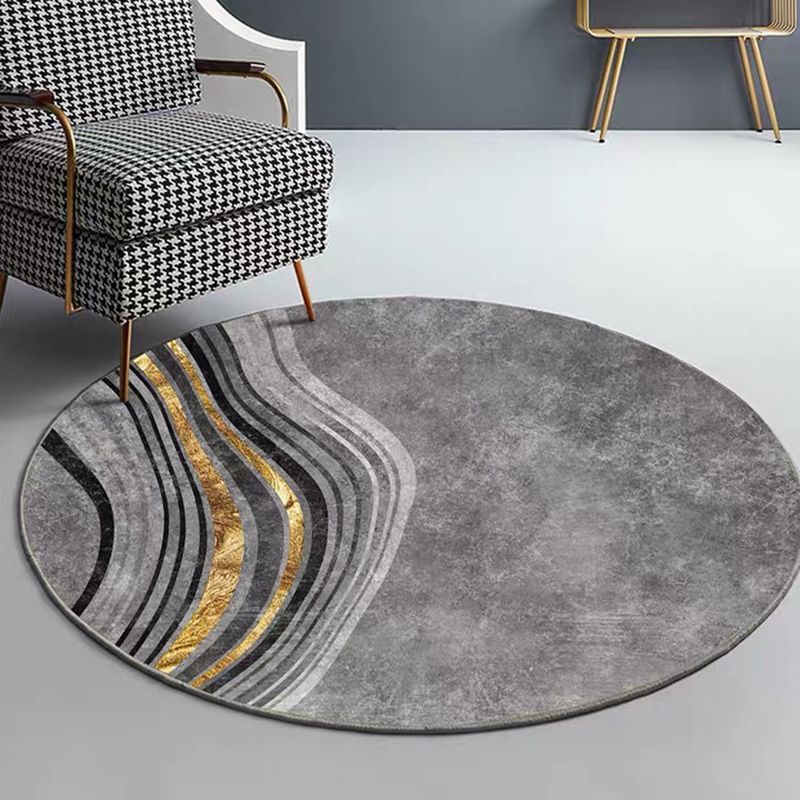Grey Modern Area Rug Blending Graphic Rug Non-Slip Backing Rug Living Room