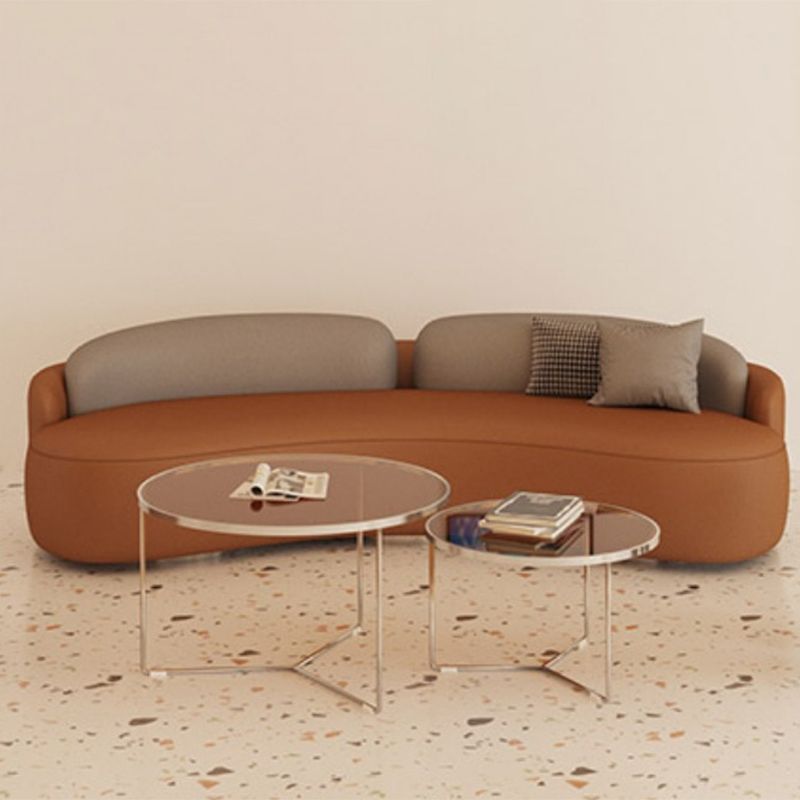 Stain Resistant Curved Loveseat Faux Leather No Distressing Tight Seat Sofa