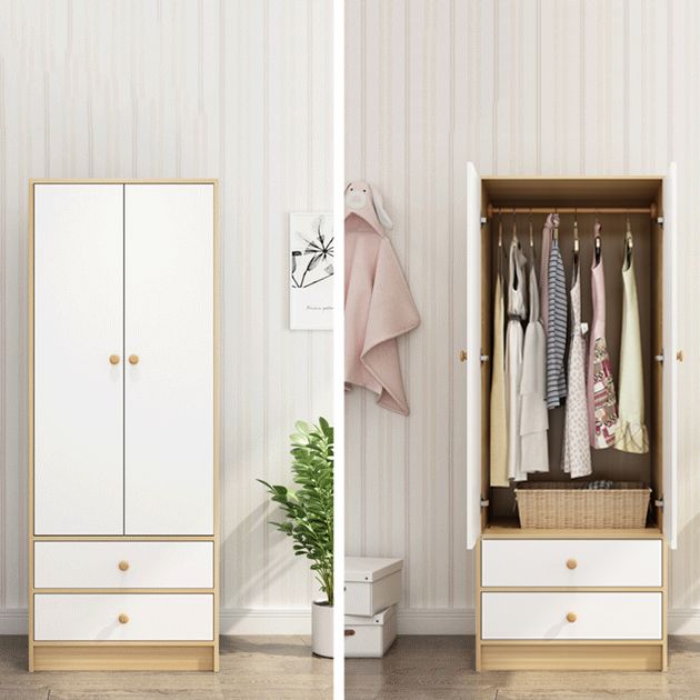 Light Wood Finish Cabinet for Bedroom Contemporary Engineered Wood Storage Cabinet