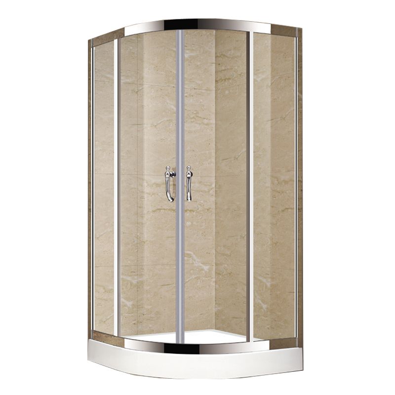 Silver Framed Shower Doors Double Sliding Clear Shower Bath Door