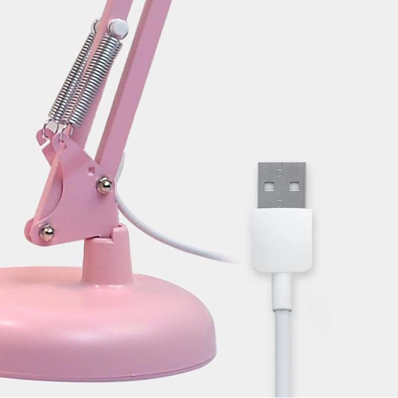 Pink Swing Arm Task Lamp Macaron 1 Kopfmetall Schreibtisch Licht mit Schalenschatten