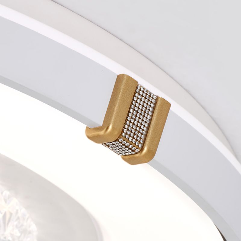 Round Bedroom Flush Mount Fan Lamp Metallic Nordic Style LED Semi Flush Light