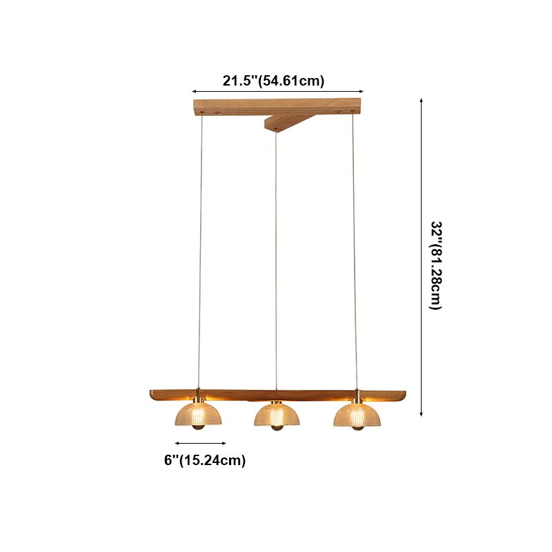 Modern Style Dome Island Lights Wooden 3-Light Pendant Lights