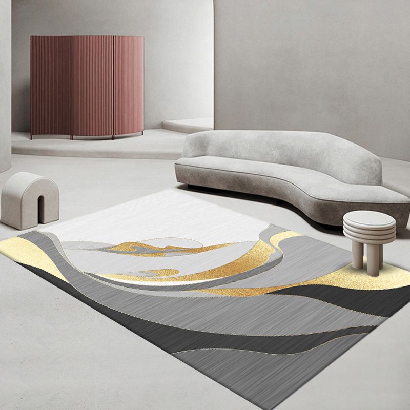 Geometric Polyester Rug Indoor Rug Washable Pet Friendly Carpet for Home Decor