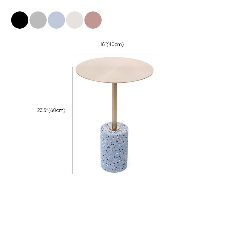 Pedestal Accent Side Table 23.62" Tall Round Metal Side End Snack Table