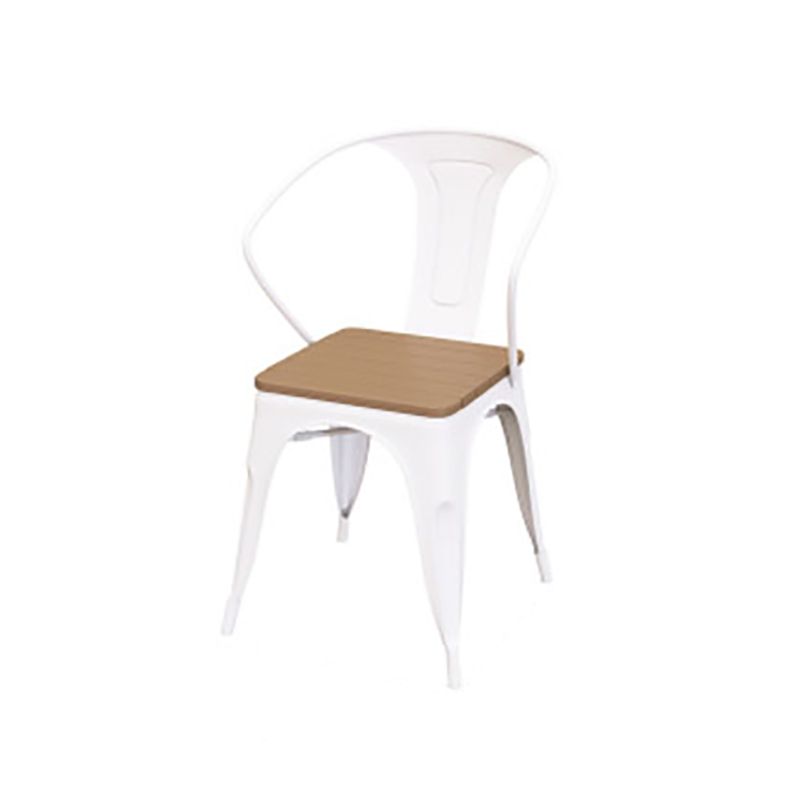 Industrial Metal Outdoors Dining Chairs Open Back Patio Arm Chair