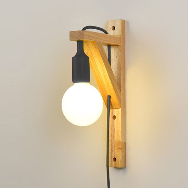 Blootgestelde lamp houten hangende wand sconce 1 licht nat Noordse wandlamp in meerdere kleuren