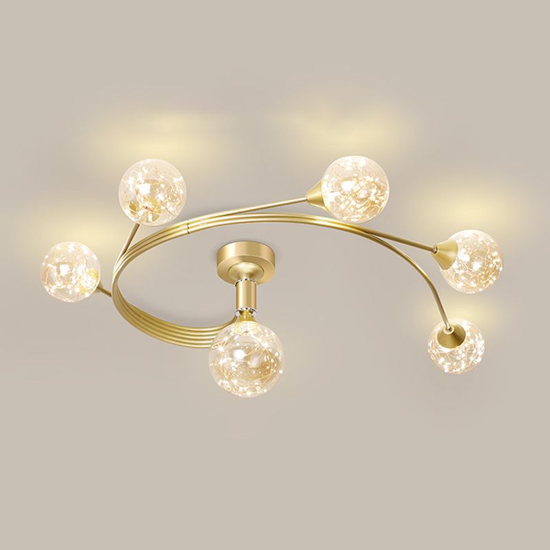 Lámpara de techo esférica múltiple iluminación de techo de vidrio de estilo moderno para dormitorio