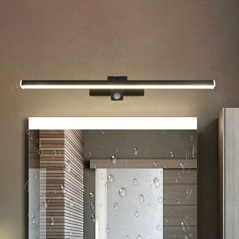 Linear Shape Metal Vanity Light Modern Style 1 Light Vanity Light Fixture in Black