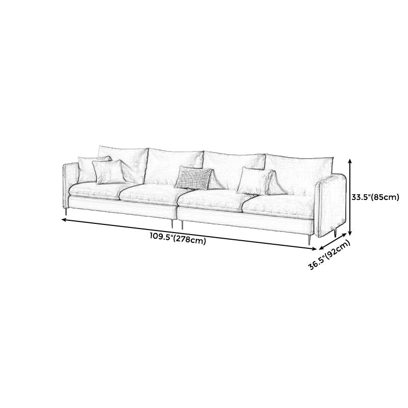Standard Square Arm Loveseat Loose Back Fabric and Faux Leather Setee in Gray