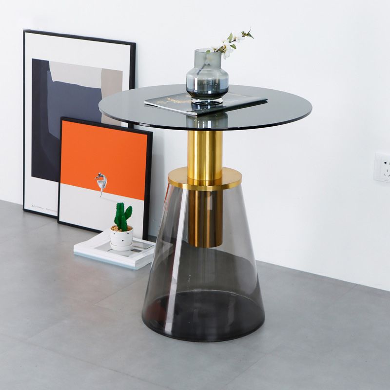 25.2" Tall Contemporary Style Side End Table Glass Pedestal Round Sofa Side Accent Table