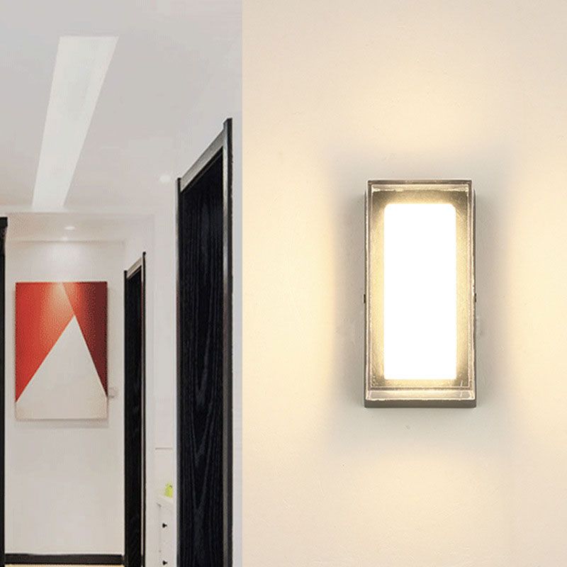 Rectangle Outdoor LED Wall Mounted Light Metallic Simplicity Wall Sconce Lighting in Black