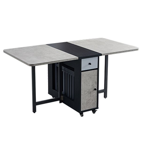 Mid-Century Modern Rectangle Dining Table Drop-Leaf Table for Kitchen (only table)