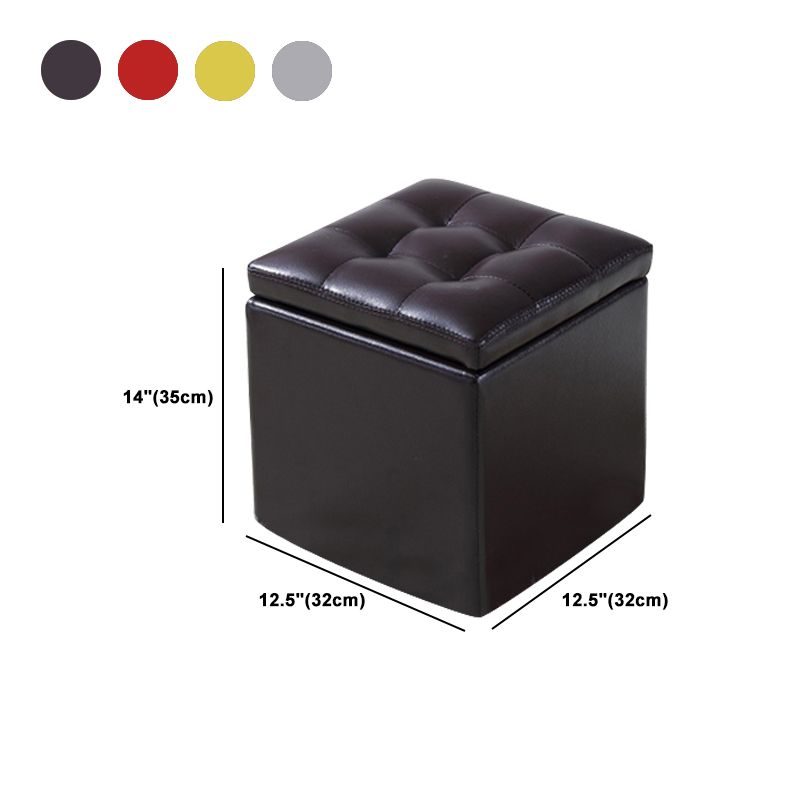 Modern Tufted Ottoman Plain Water Resistant Stain Resistant Leather Ottoman with Storage