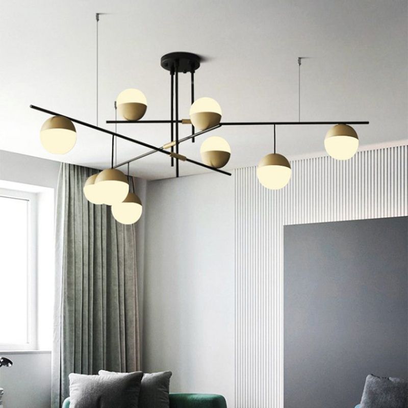 Gold Nut Shaped Suspension Light Nordic White Glass Island Ceiling Light for Living Room