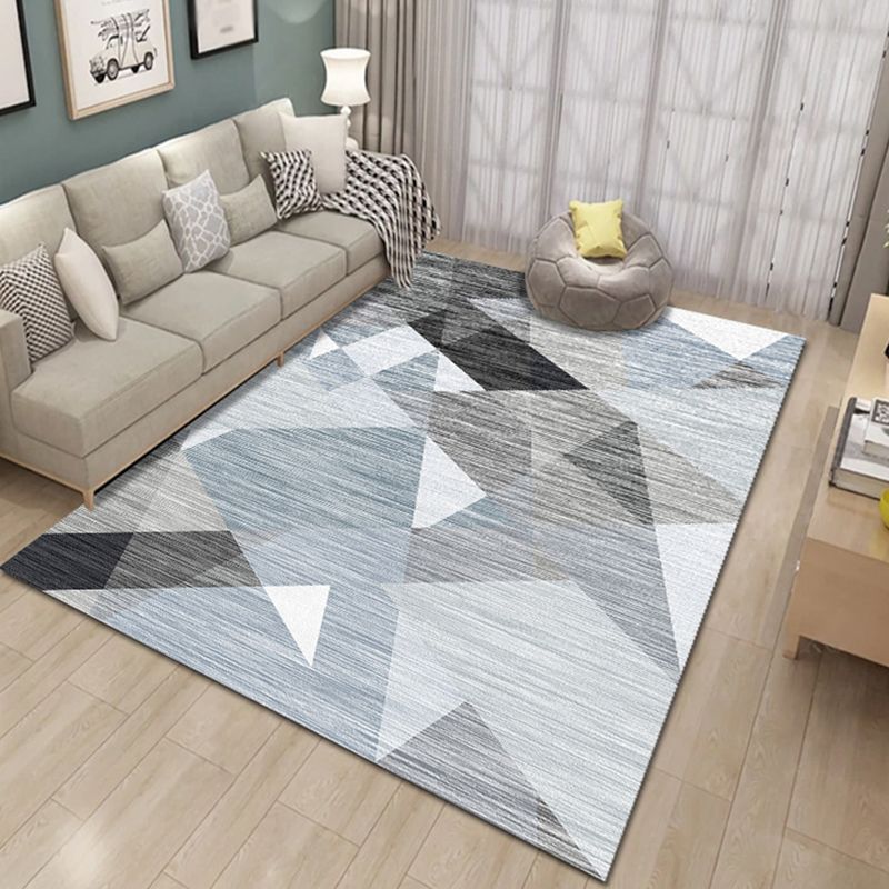 Funky Geometric Design Rectangle Rug Creative Contemporary Polyester Rug Friendly Washable Area Carpet for Living Room