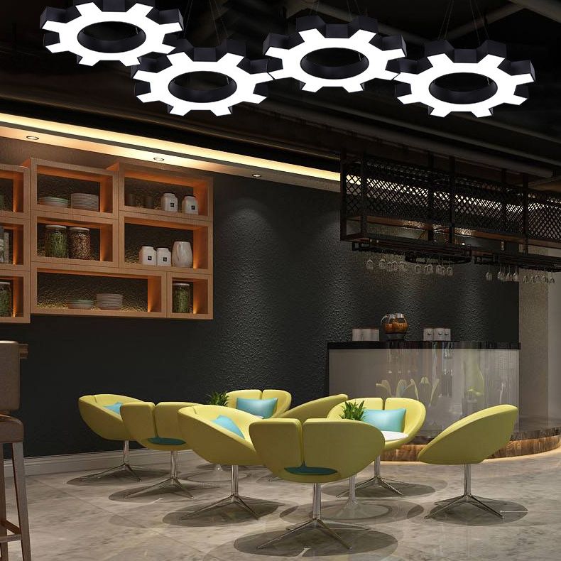 Luce a sospensione in palestra a forma di ingranaggio Acrilista Acrilista LED Apparecchi di illuminazione a soffitto