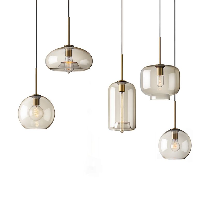 1 pendentif suspendu léger Style industriel en verre transparent plafond