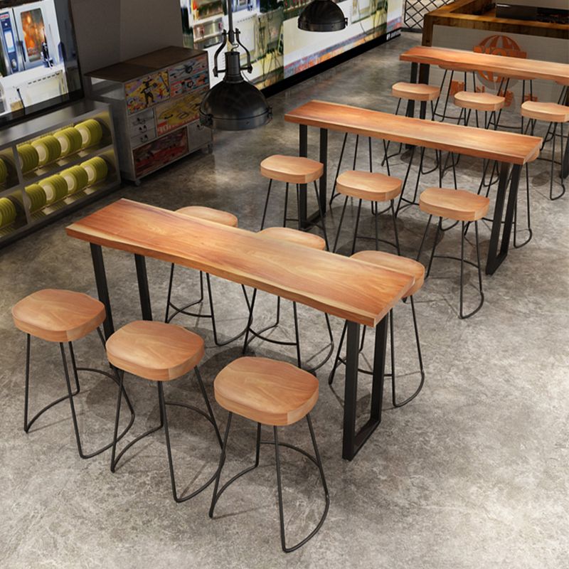 Industrial Solid Wood Bar Table Set 1/2/4/7 Pieces Counter Table with Backless Stools