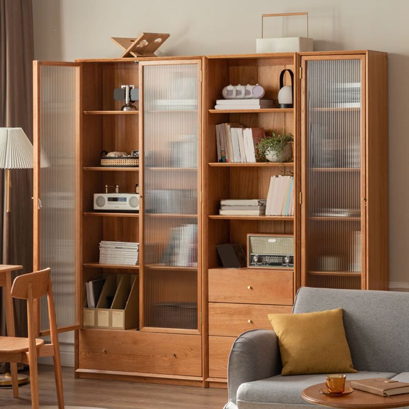 Closed Back Bookcase Standard Wooden Contemporary Natural Bookshelf