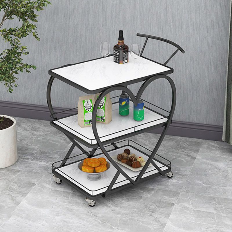 Open Storage Modern Prep Table Home Dining Rolling Prep Table