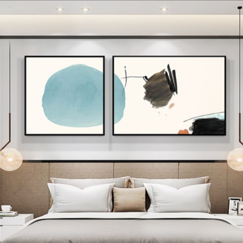 Abstract Painting Canvas Print Multi-Piece Modern Bedroom Wall Art in Soft Color