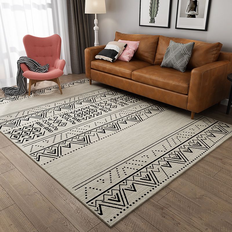 Primitive Tribal Rug Multicolor Geometry Carpet Anti-Slip Backing Washable Stain Resistant Area Rug for Bedroom