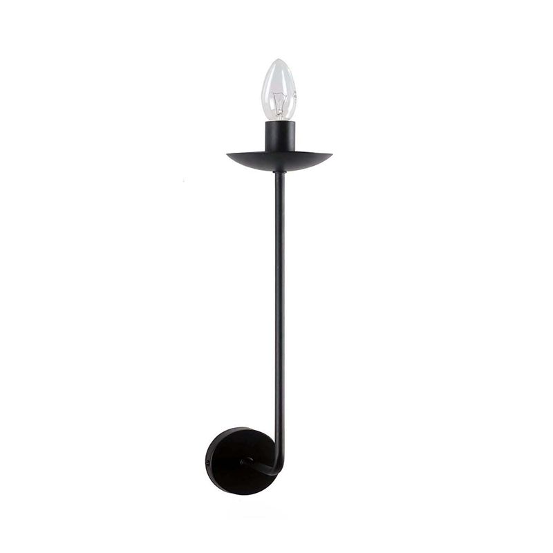 Black Finish Exposed Sconce Wall Light Industrial Style 1 Bulb Metal Wall Mount Light with Candle Design