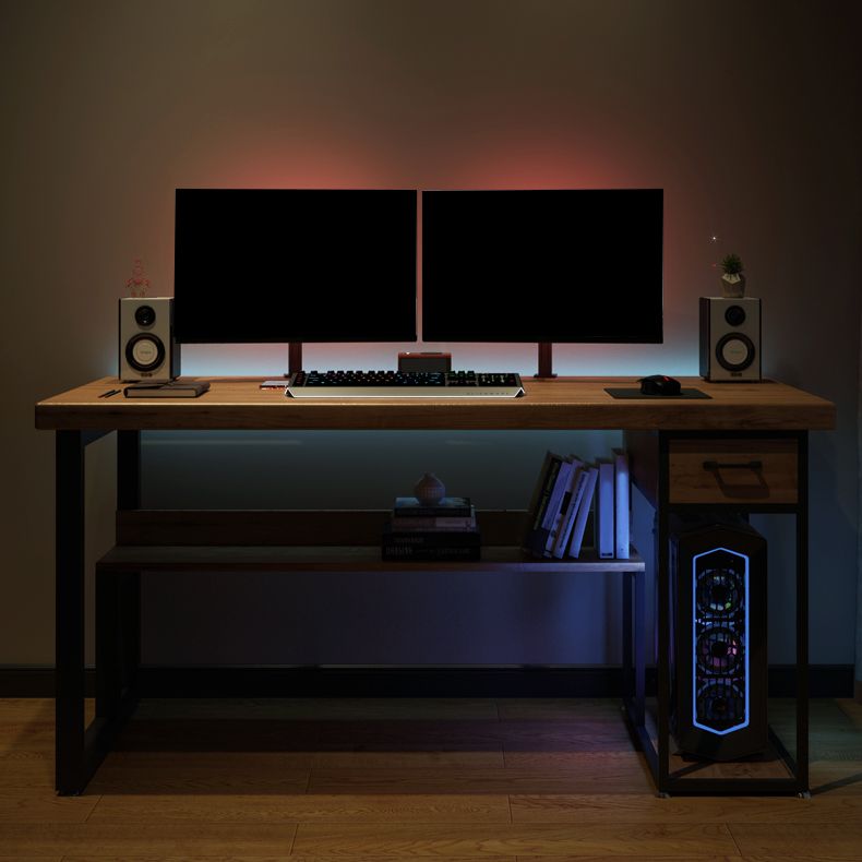 Contemporary Rectangular Computer Desk Home Solid Wood Office Desk with Legs
