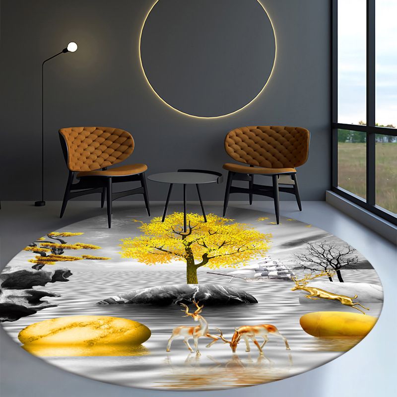 Orange Butterfly Rug Polyester Modern Rug Non-Slip Backing Rug for Drawing Room