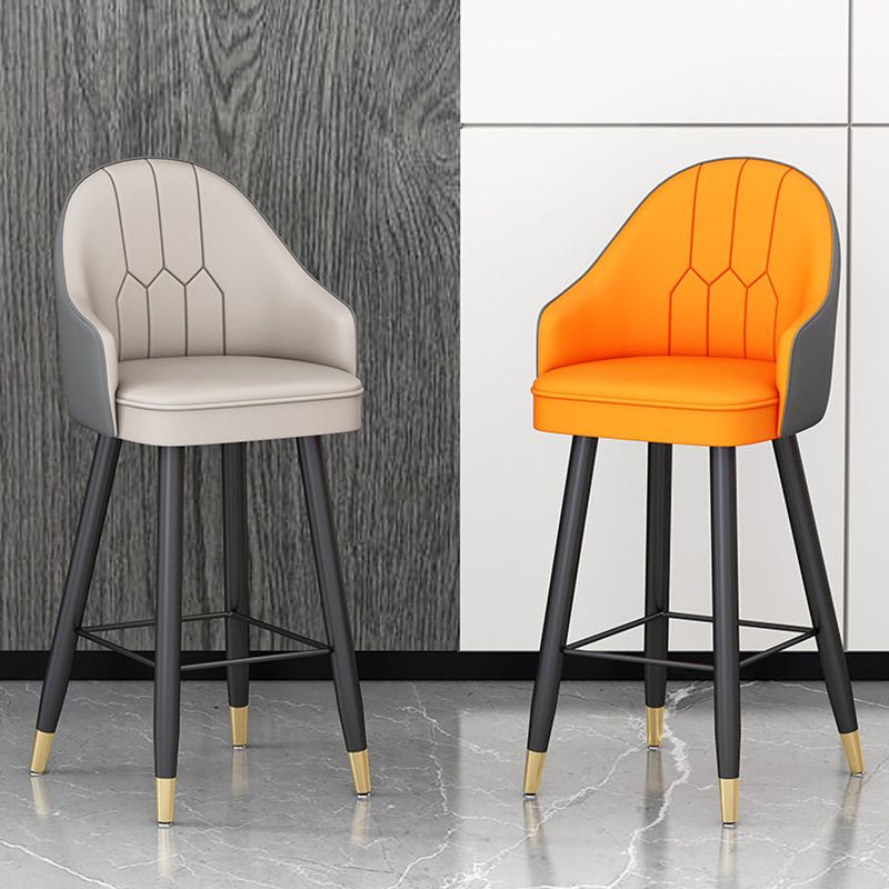 Modern Bucket Seat Bar Stools Faux Leather Low Back Barstool