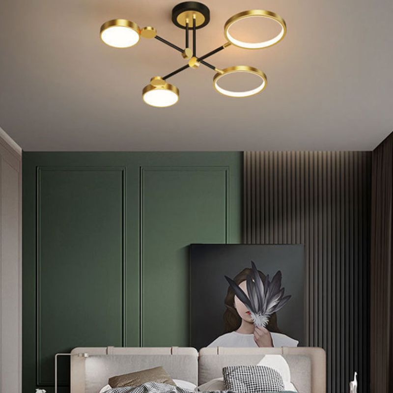 LED POSTERNO LIGHT LIGHT ANILLO NEGRO Y GOLDO SEMI FLUSH LIGHTIVE PARA SALA