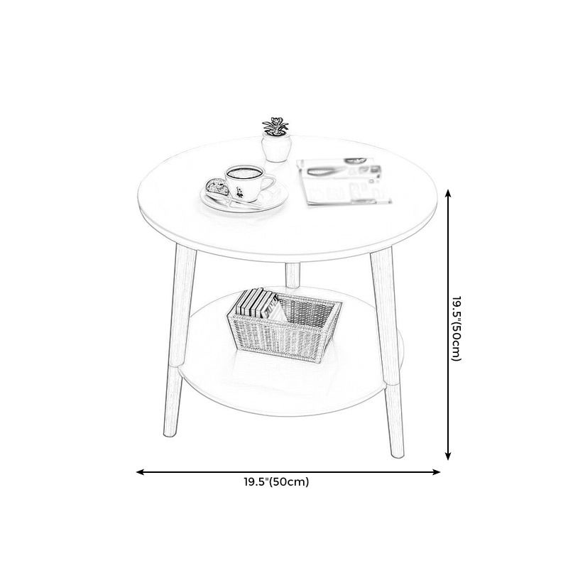 3 Legs End Table Wood White/Natural Round Side Table for Living Room