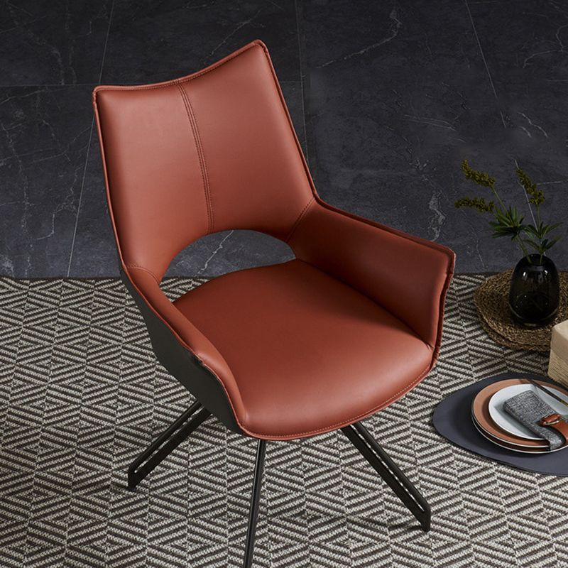 Sillas de comedor de cuero con brazo de estilo industrial, respaldo abierto, silla lateral para el hogar