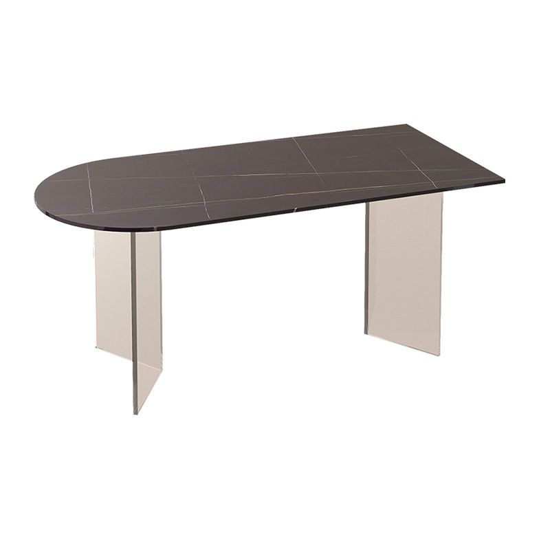 Modern Irregular Shape Table Sintered Stone Table with Double Pedestal