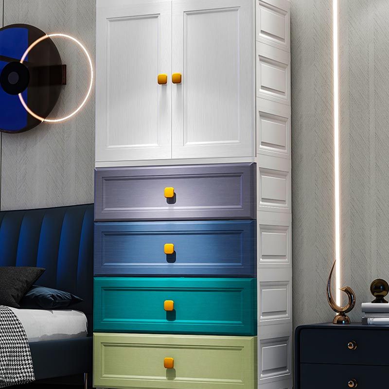 Hinged 1-Door Wardrobe Armoire Contemporary Plastic Wardrobe Closet