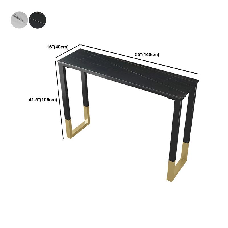 Glam Style Bar Table 42-inch Height Stone Top Bistro Table with Gold Pedestal